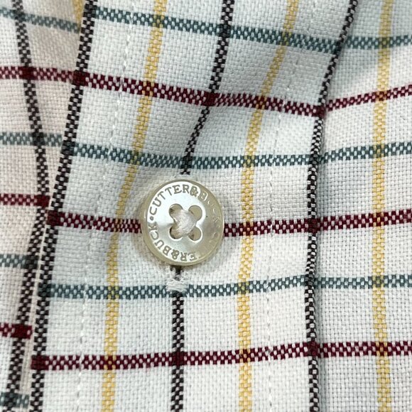 Cutter & Buck Mens Button Down Shirt XL Long Sleeve White Yellow Purple Check - Picture 7 of 9